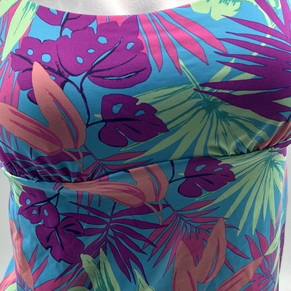 Lands End Tankini Swimsuit Top Womens Size 4 Turquoise Blue Purple Underwire NEW - Picture 4 of 8